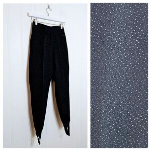 Vintage 80s Schoeller Skifans Black Stirrup Ski Pants Sz 8 Metallic High Rise